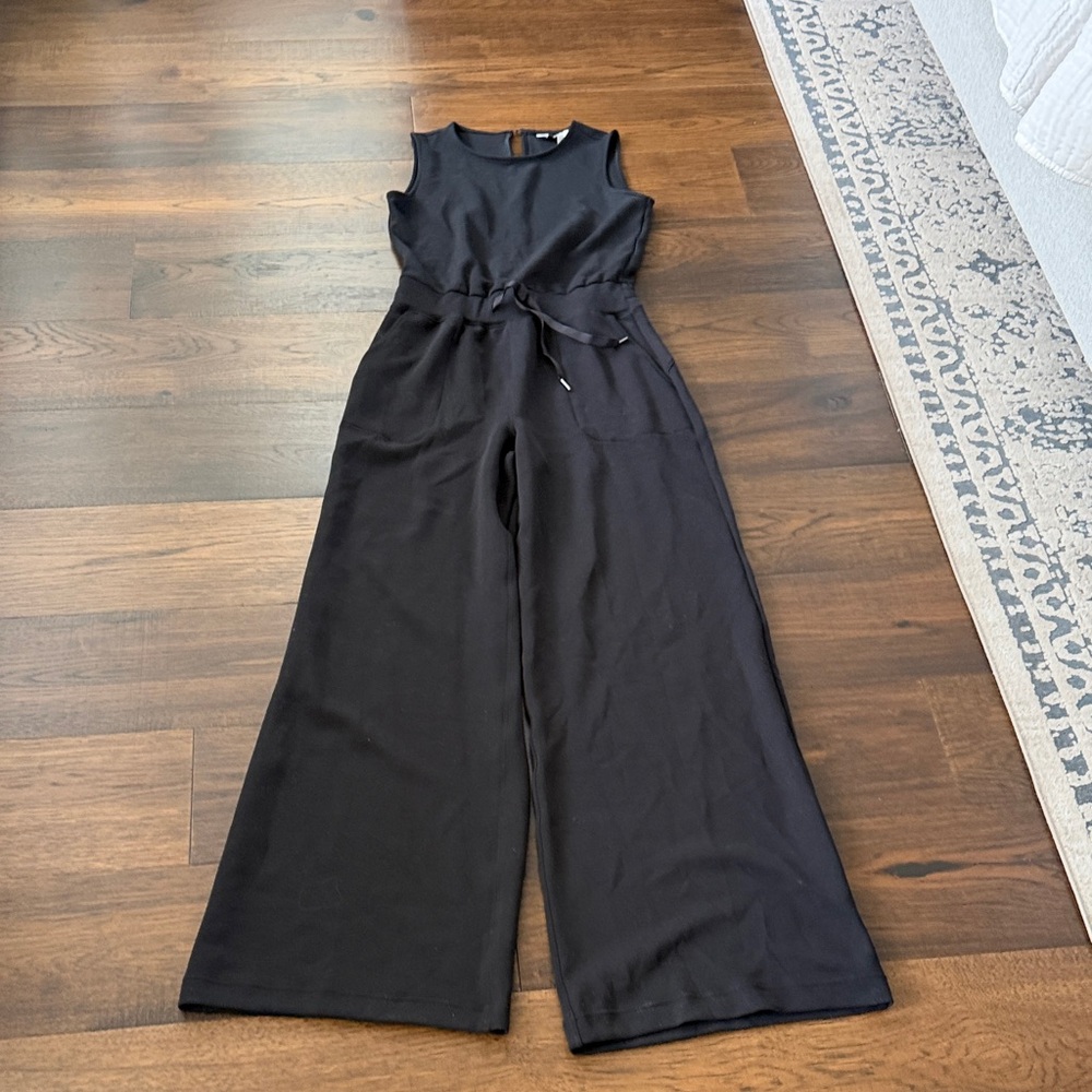 SPANX Black Air Essential Sleeveless Wide-Leg Jumpsuit. Small Tall
